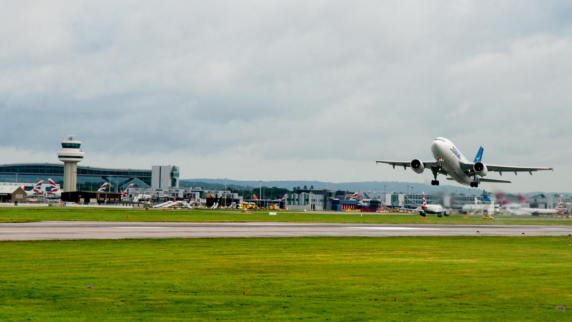 Plane taking off at Gatwick